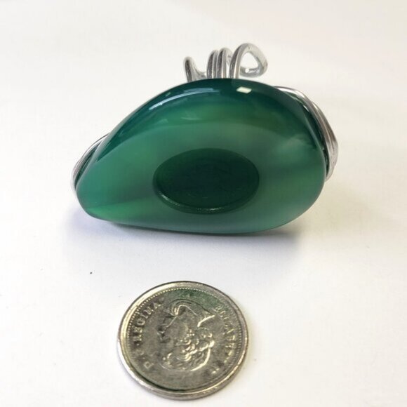 Green Onyx Pear Shape ring Gemstone Adjustable Band Handmade Semi Precious Ring - Picture 4 of 9